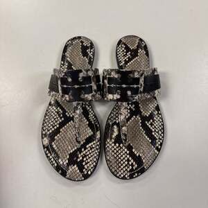 Tory Burch Leigh 05MM Stamped Snake Printed Leather Sandals in Warm Roccia